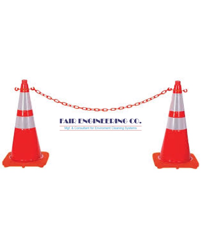 traffic cone and  chain